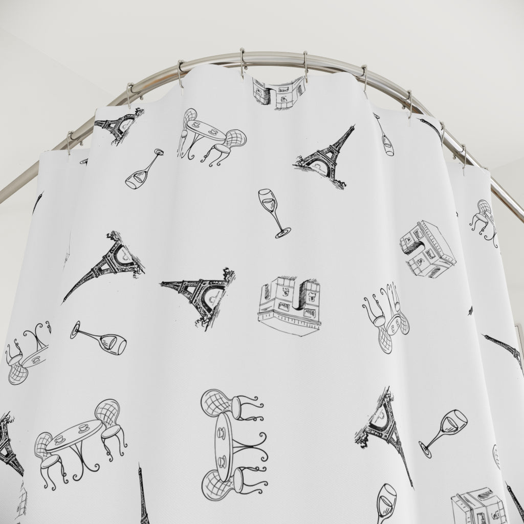 Parisian vibes Eiffel Tower Shower Curtain - La Vie Bien - Bathroom accessories - Eiffel Tower design - Eiffel tower home decor