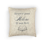 Réservé pour (nom) et son livre Woven Pillow, Book Lover Cross-Stitch Design by Printify