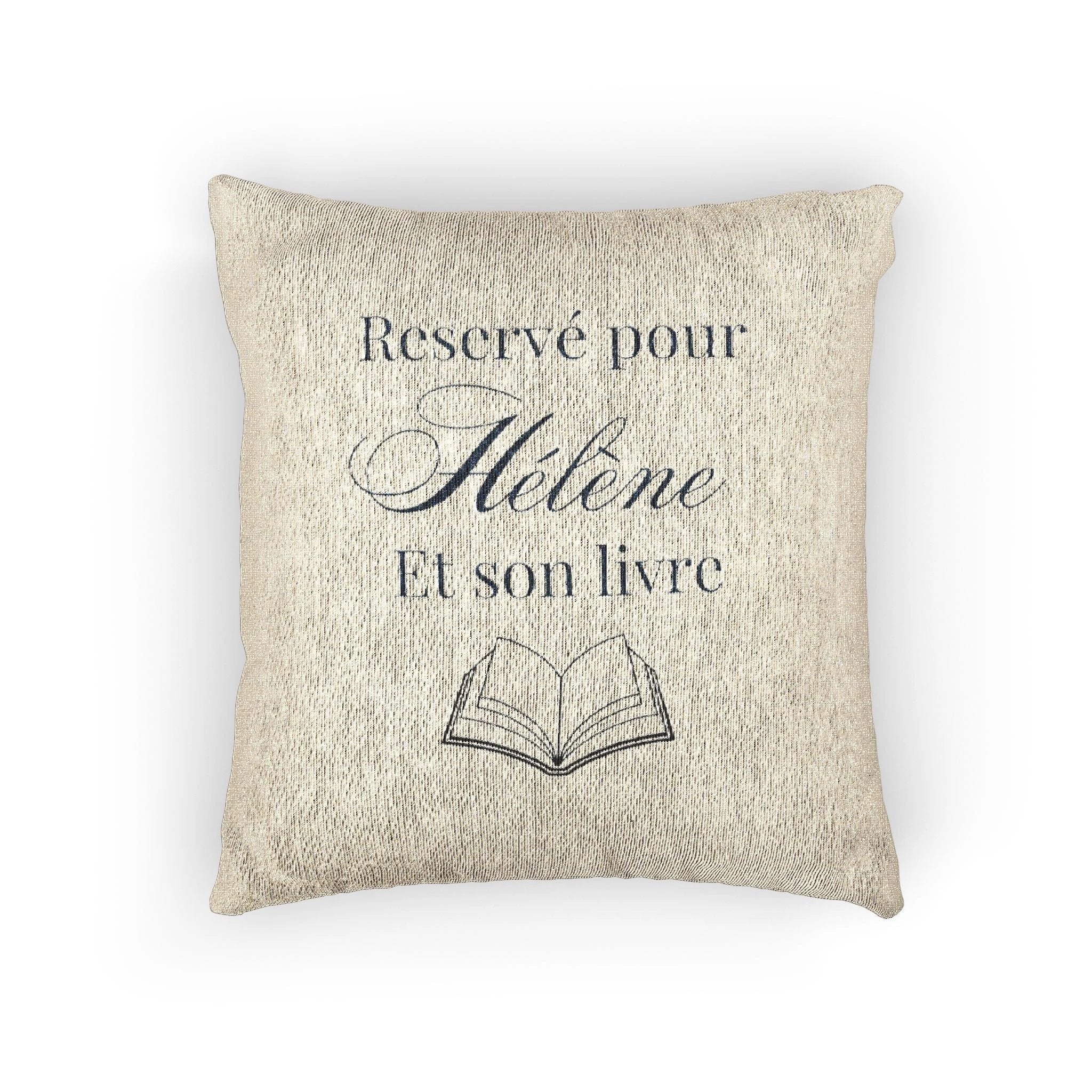 Réservé pour (nom) et son livre Woven Pillow, Book Lover Cross-Stitch Design by Printify