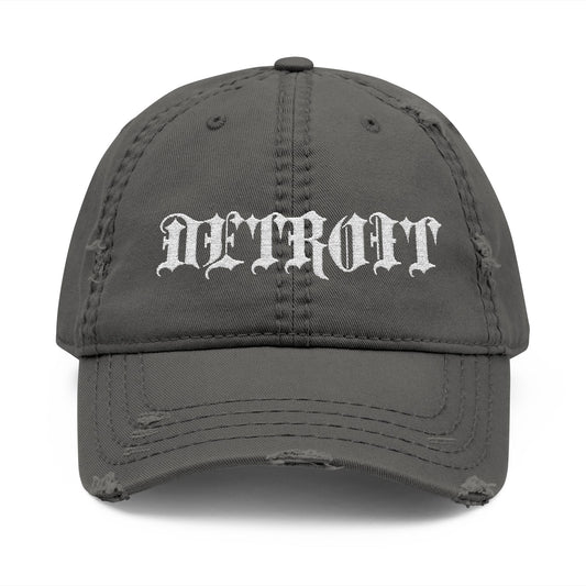 Embroidered Distressed Detroit Hat