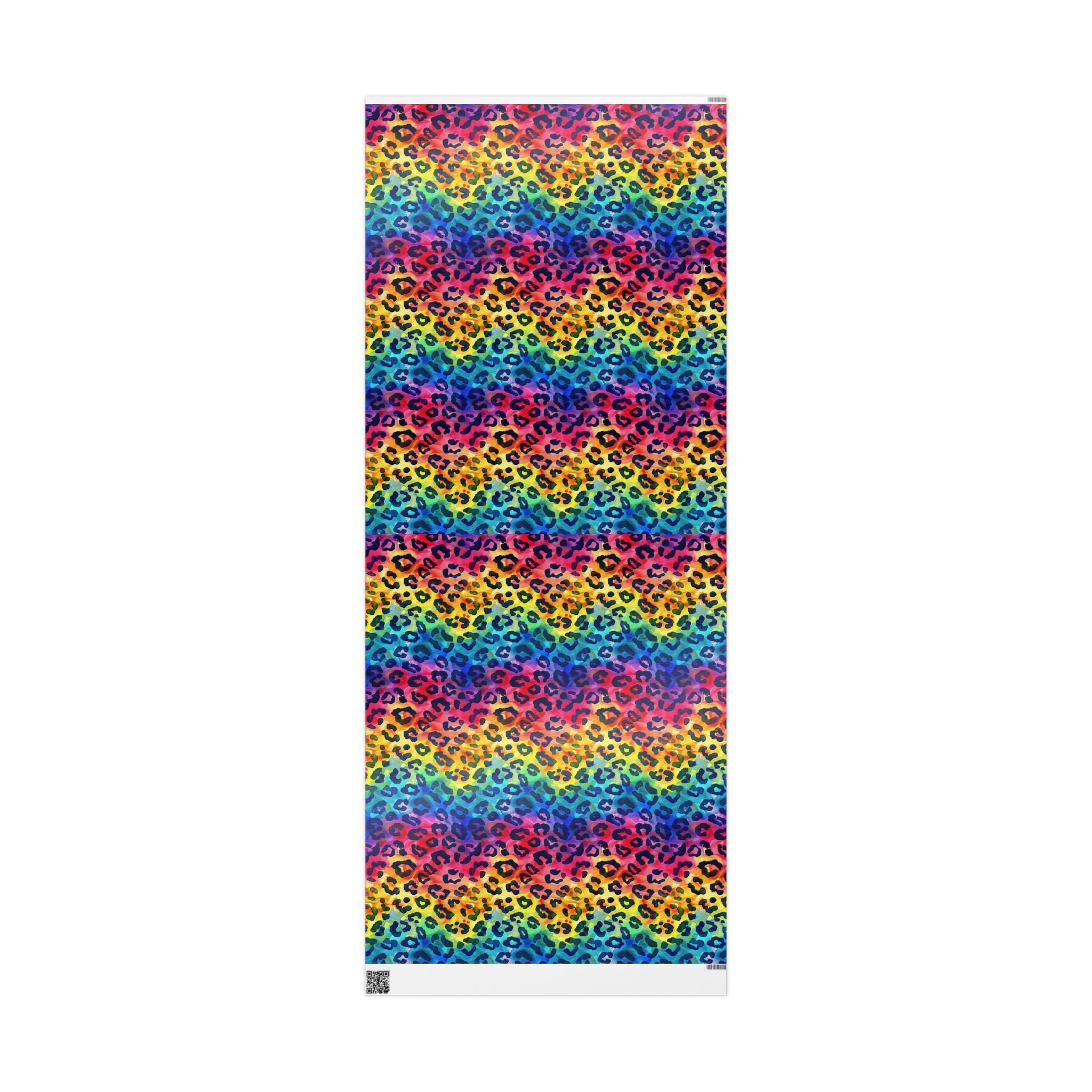 Bespattered Facade Rainbow Watercolor Leopard Wrapping Paper | Three Sizes | Glossy or Matte