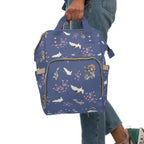 Cranes, Koi fish, and Cherry Blossoms Diaper Backpack - Japanese nature inspired