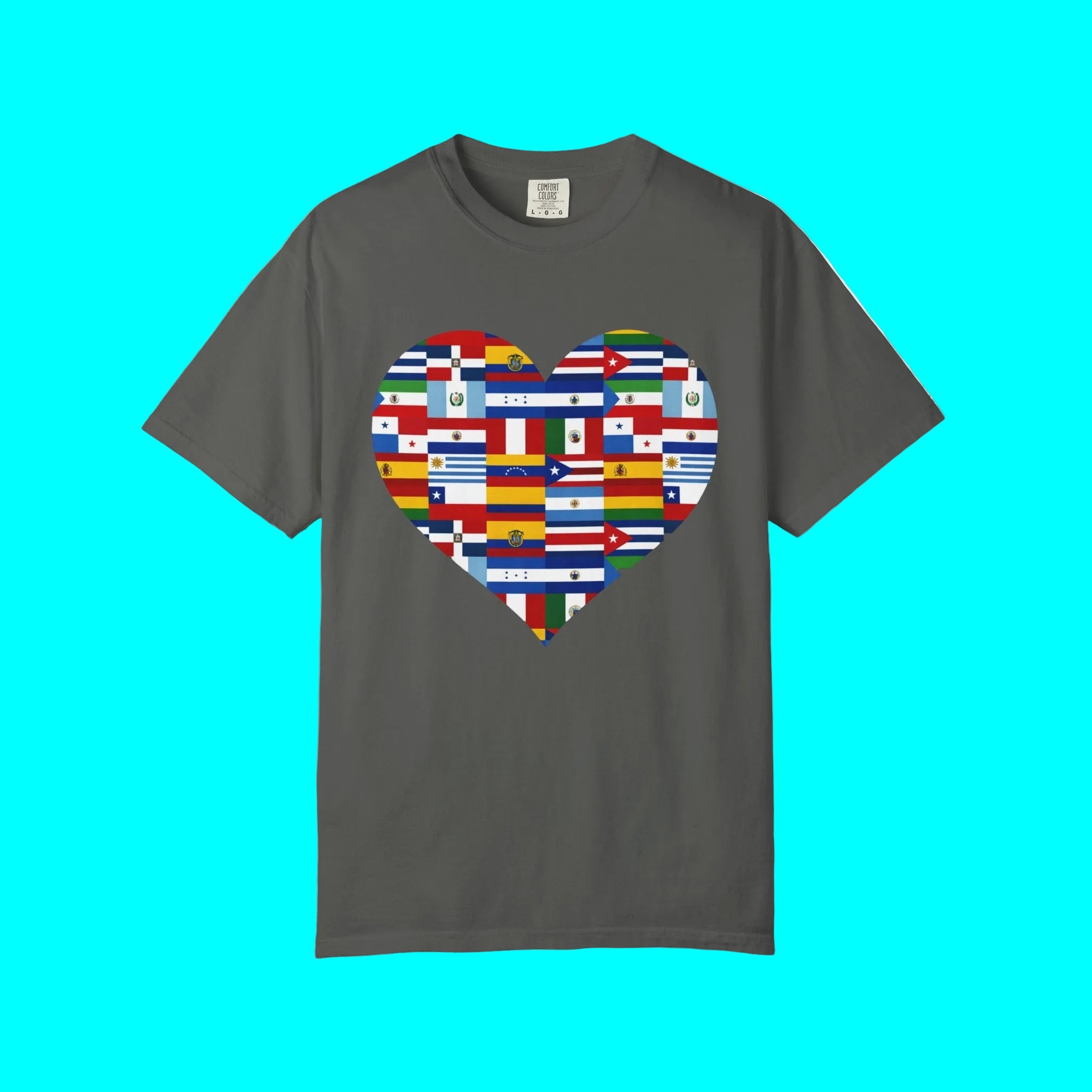 Hispanic / Latino Heritage Countries Heart T-shirt | Spanish Speaking Country Flags | Viral Latino Tees | Unisex