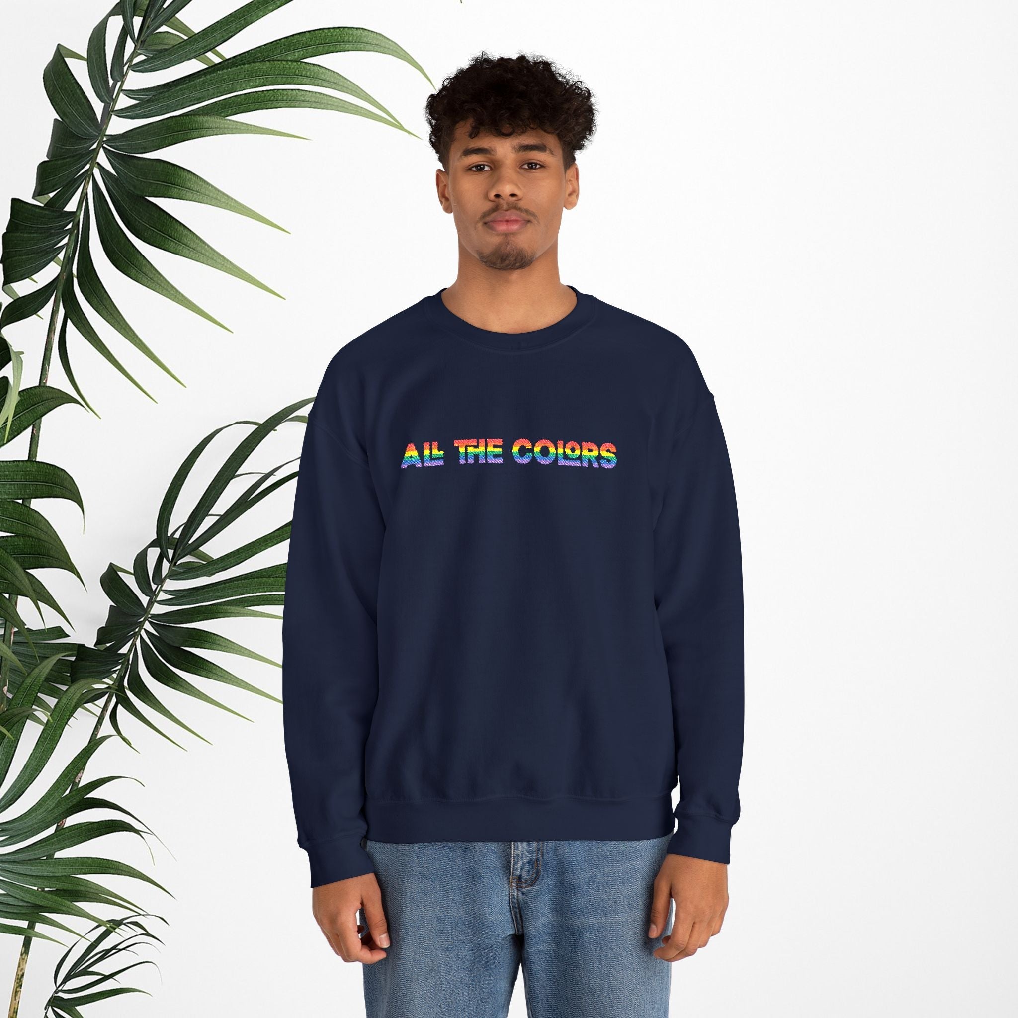 Bespattered Facade "All the Colors" Rainbow Embroidered Crewneck Sweatshirt