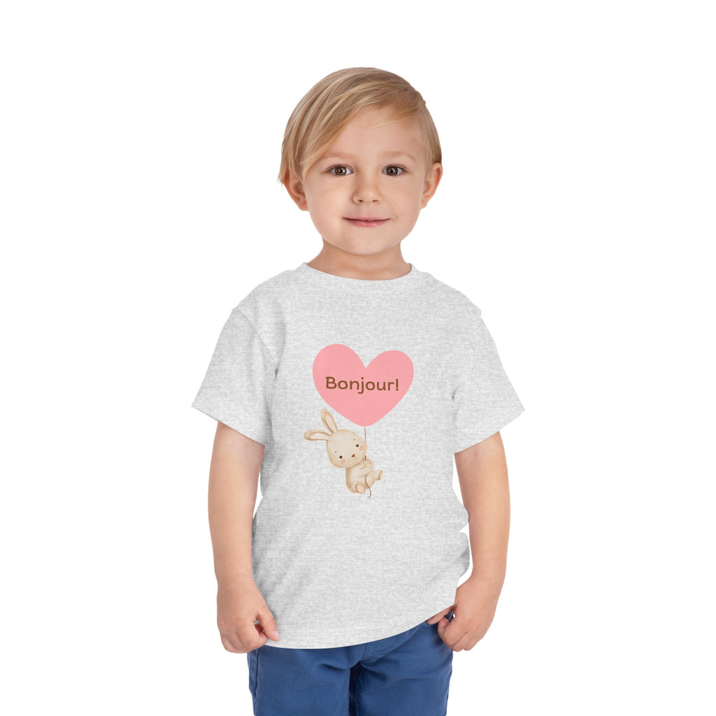 Bonjour Toddler Tee with Bunny & Heart