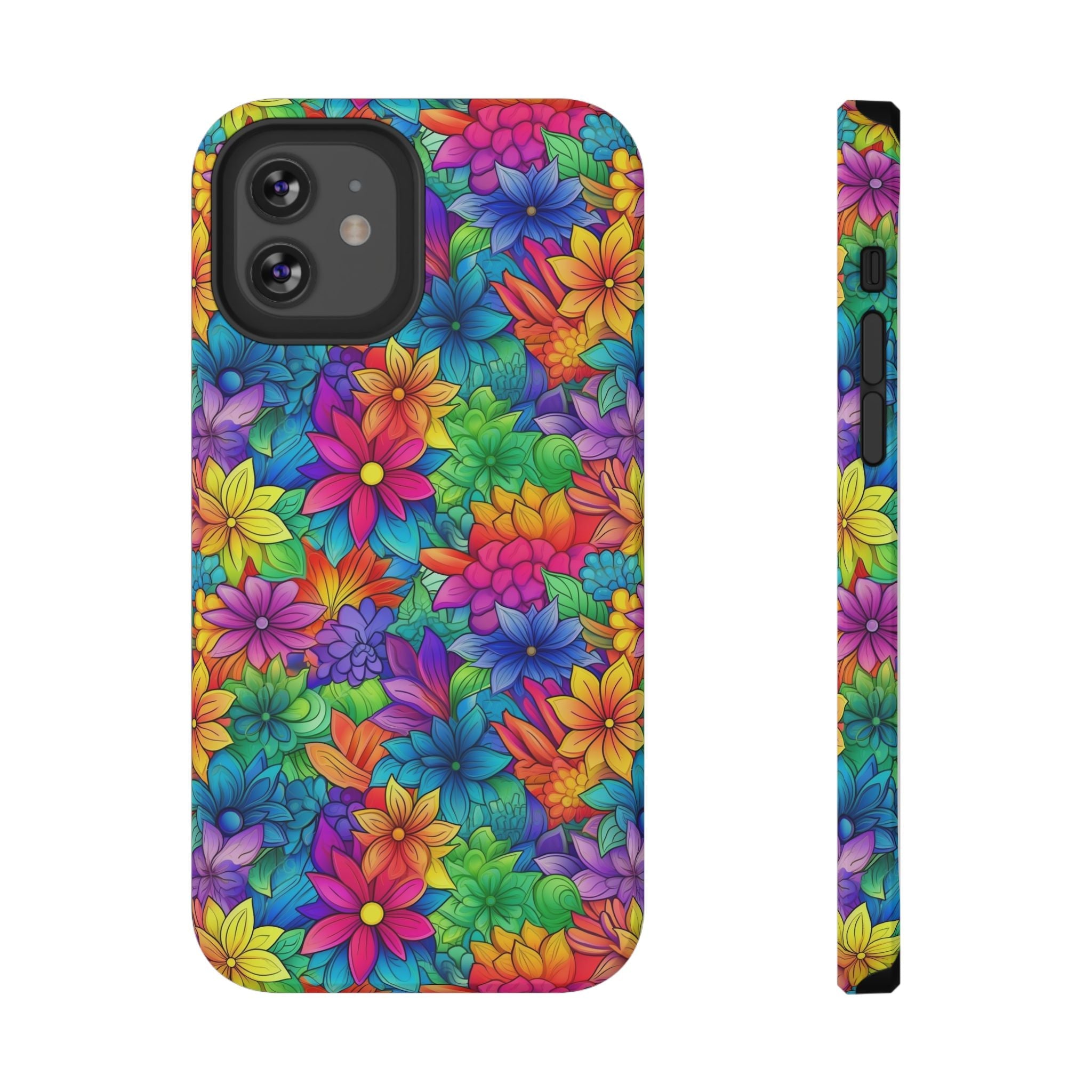 Bespattered Facade Bright Rainbow Flowers Impact-Resistant Case