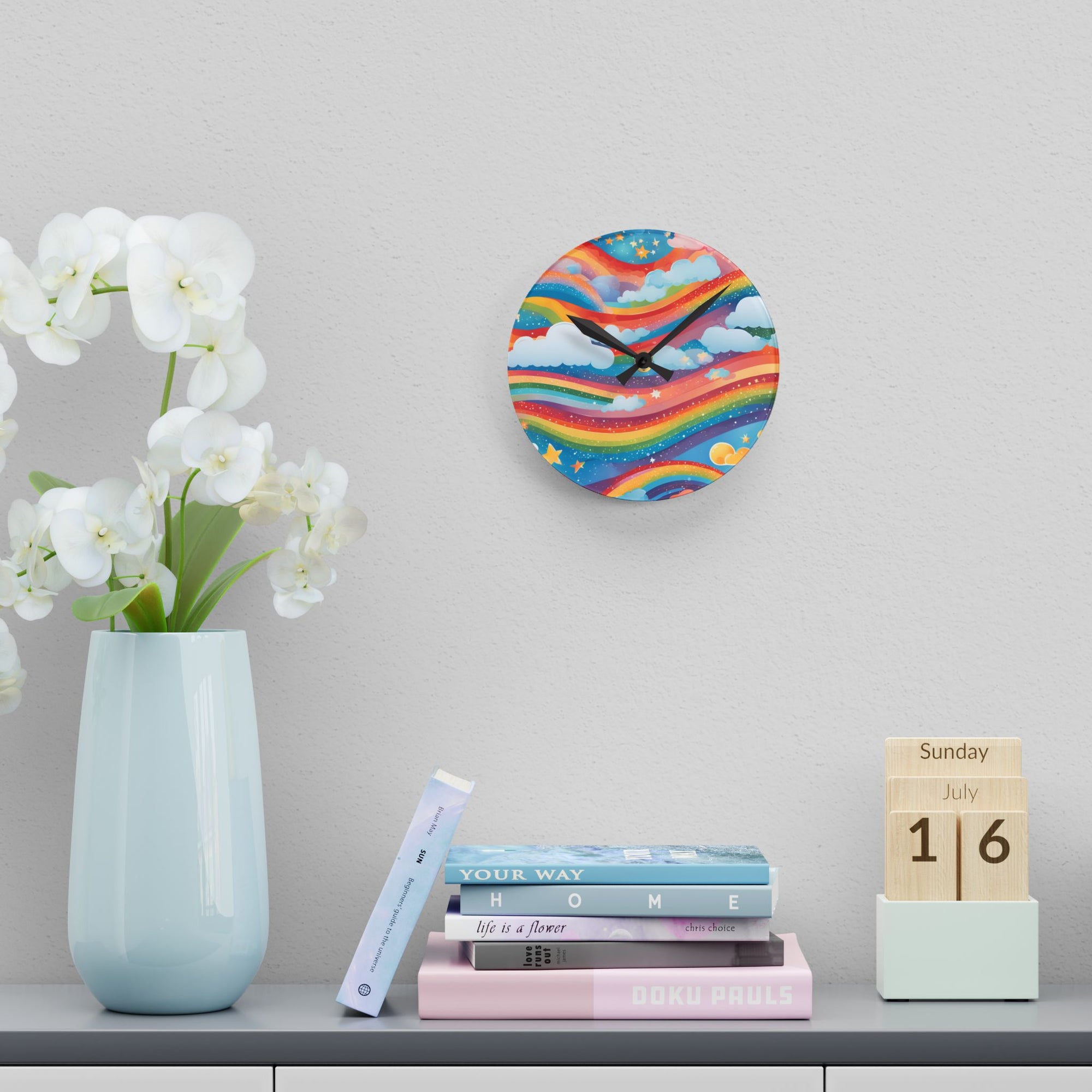 Whimsical Rainbow Wall Clock
