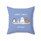 French chers vœux d'hiver Decorative Throw Winter Wishes Pillow, Cute Arctic Animals