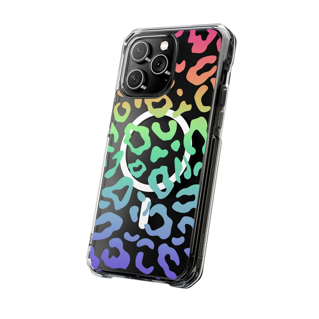 Bespattered Facade Bright Rainbow Leopard MagSafe Clear Impact Case