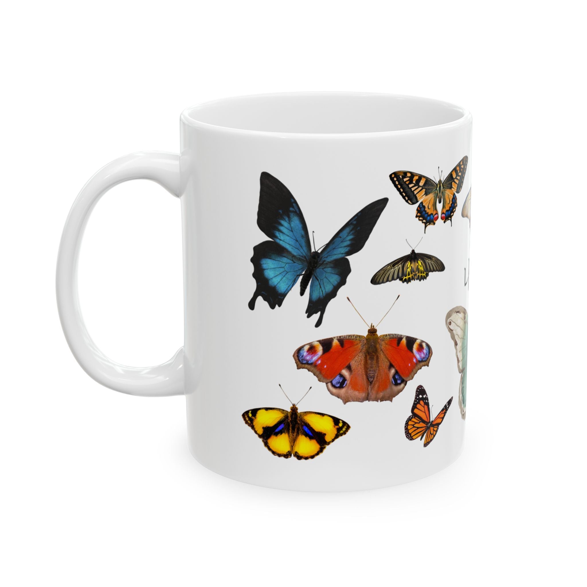 나비들 (Nabideul) Korean Vintage Butterflies Ceramic Mug — Colorful insect Design (11oz & 15oz)