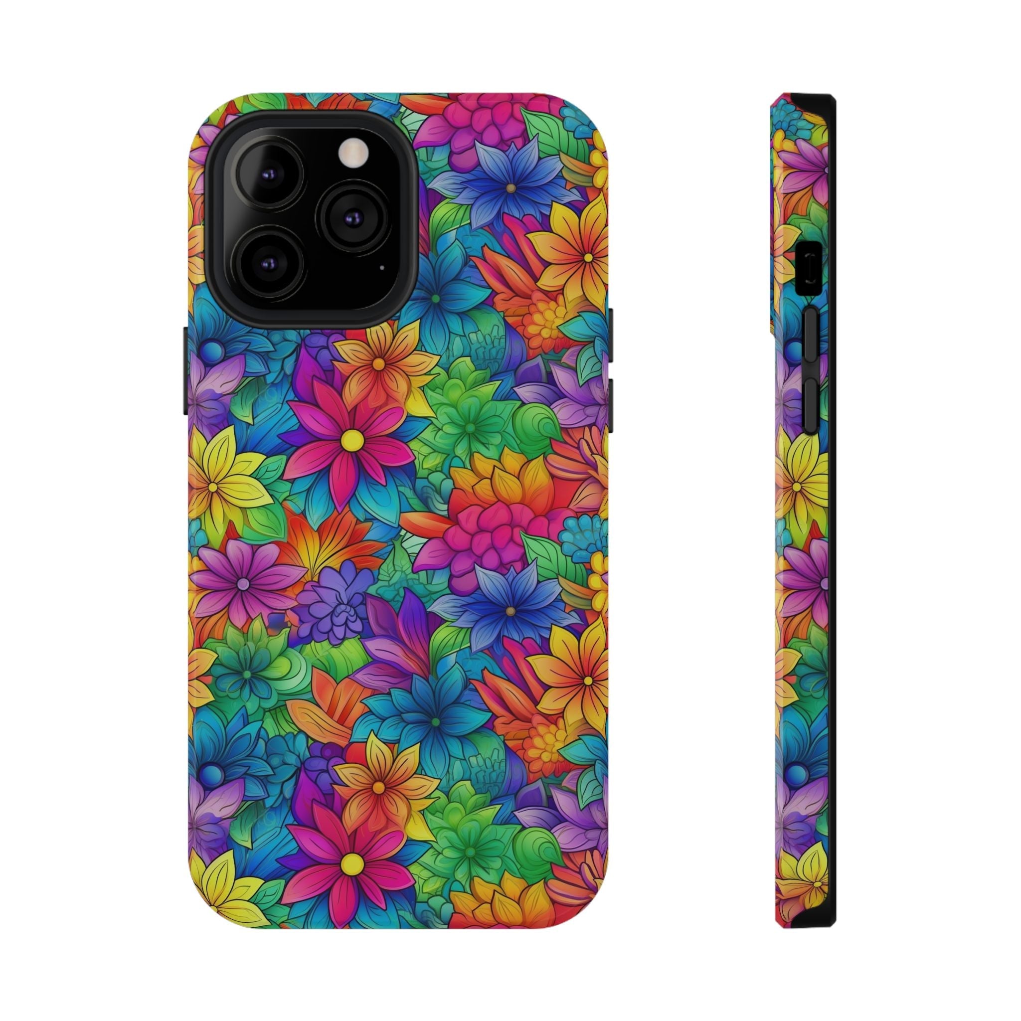 Bespattered Facade Bright Rainbow Flowers Impact-Resistant Case