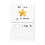 French motivational phrases kawaii Monthly Wall Calendar 2027, Cute Encouragement Calendar