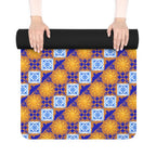 Talavera Sol Tile Pattern Rubber Yoga Mat, Mediterranean Geometric Design