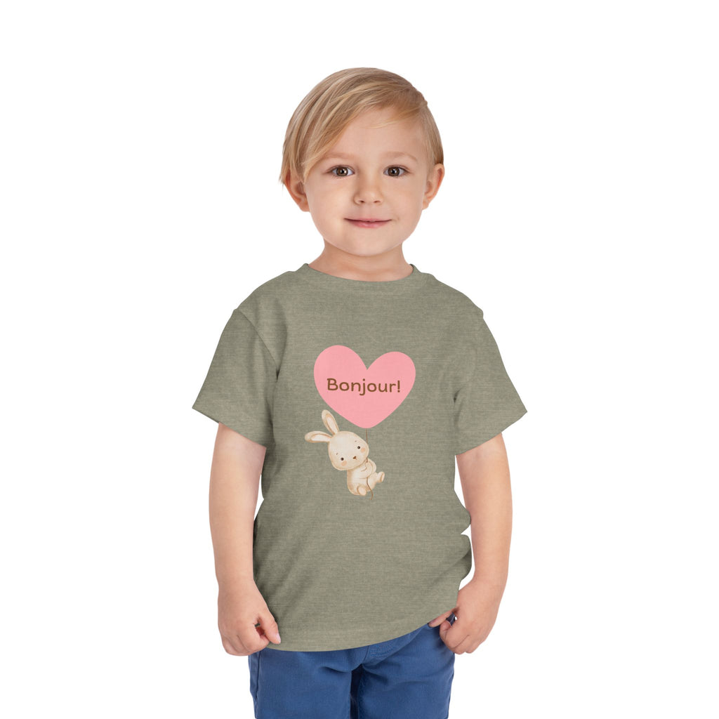 Bonjour Toddler Tee with Bunny & Heart
