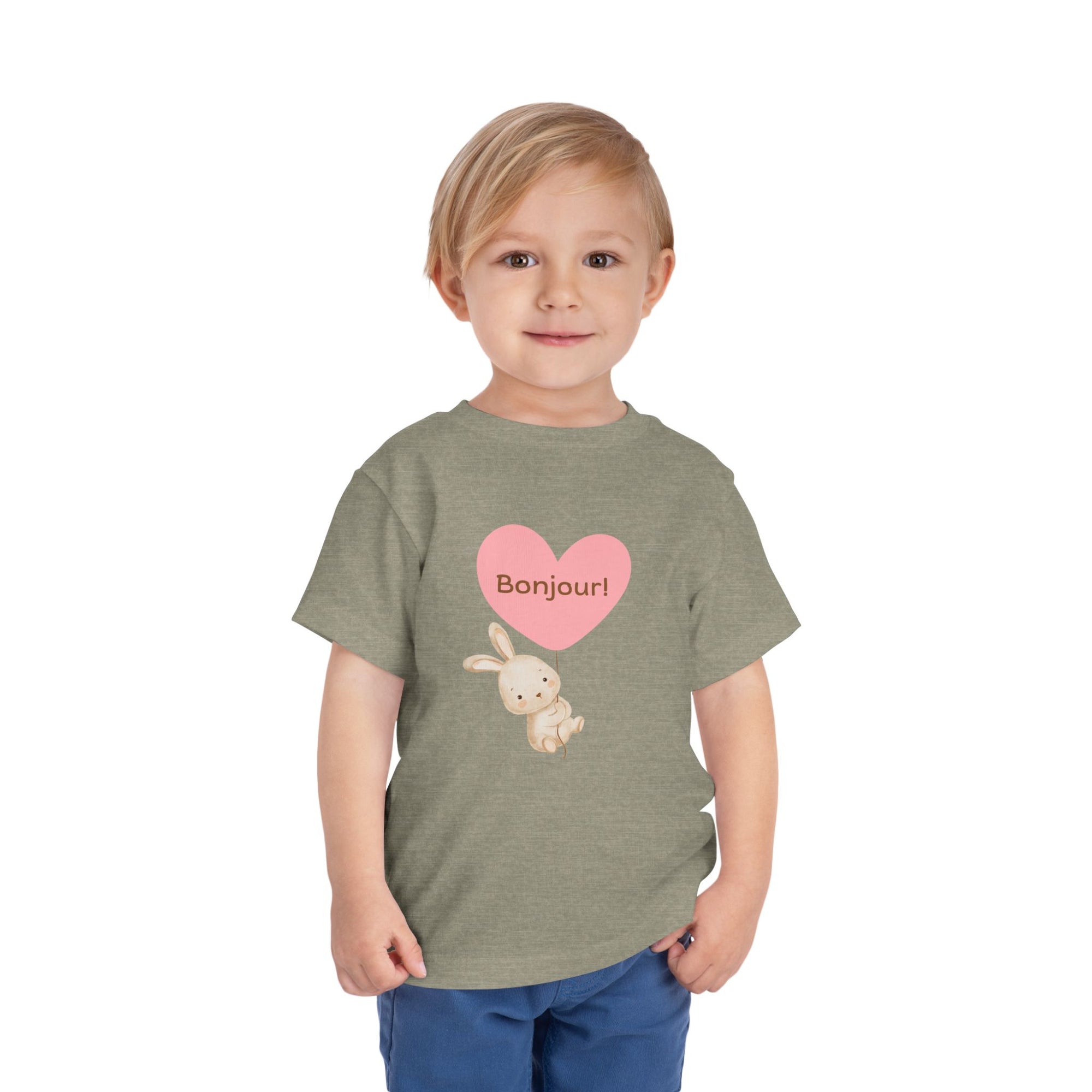 Bonjour Toddler Tee with Bunny & Heart