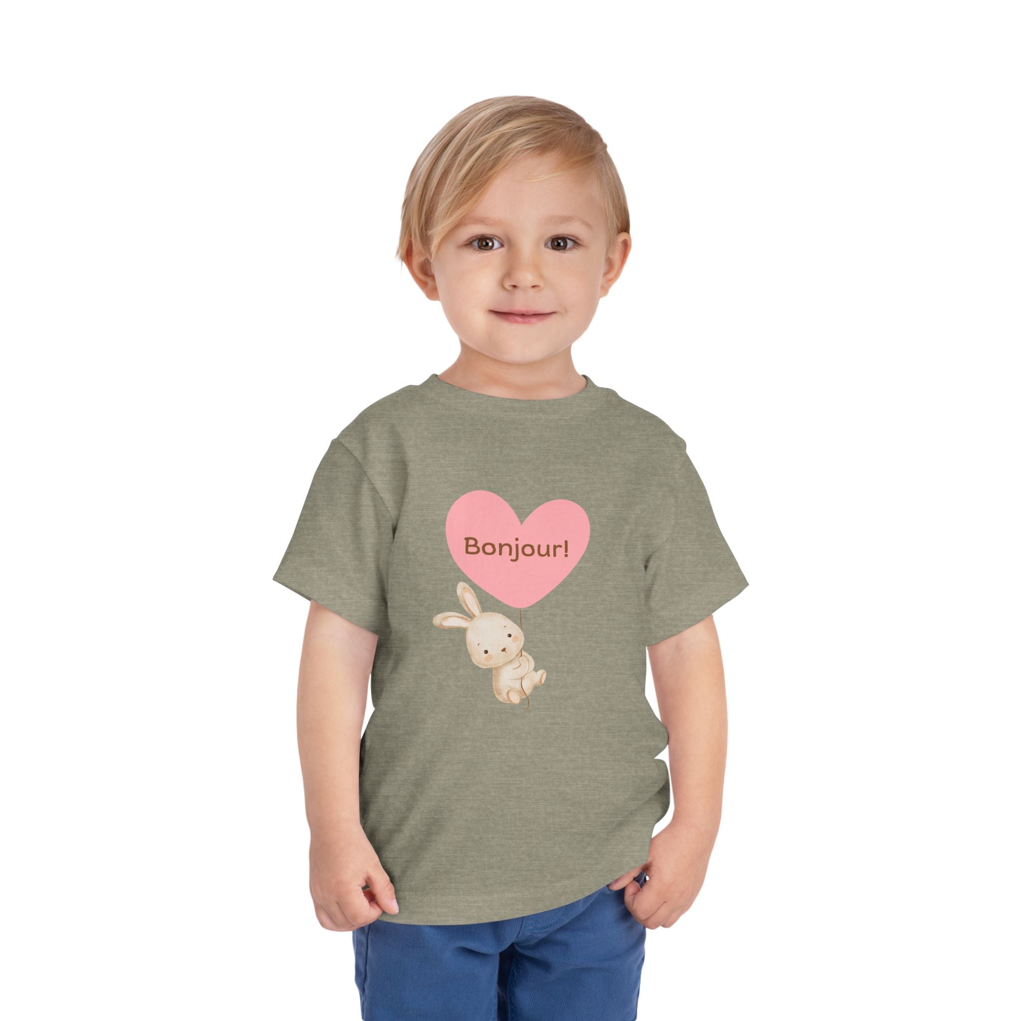 Bonjour Toddler Tee with Bunny & Heart