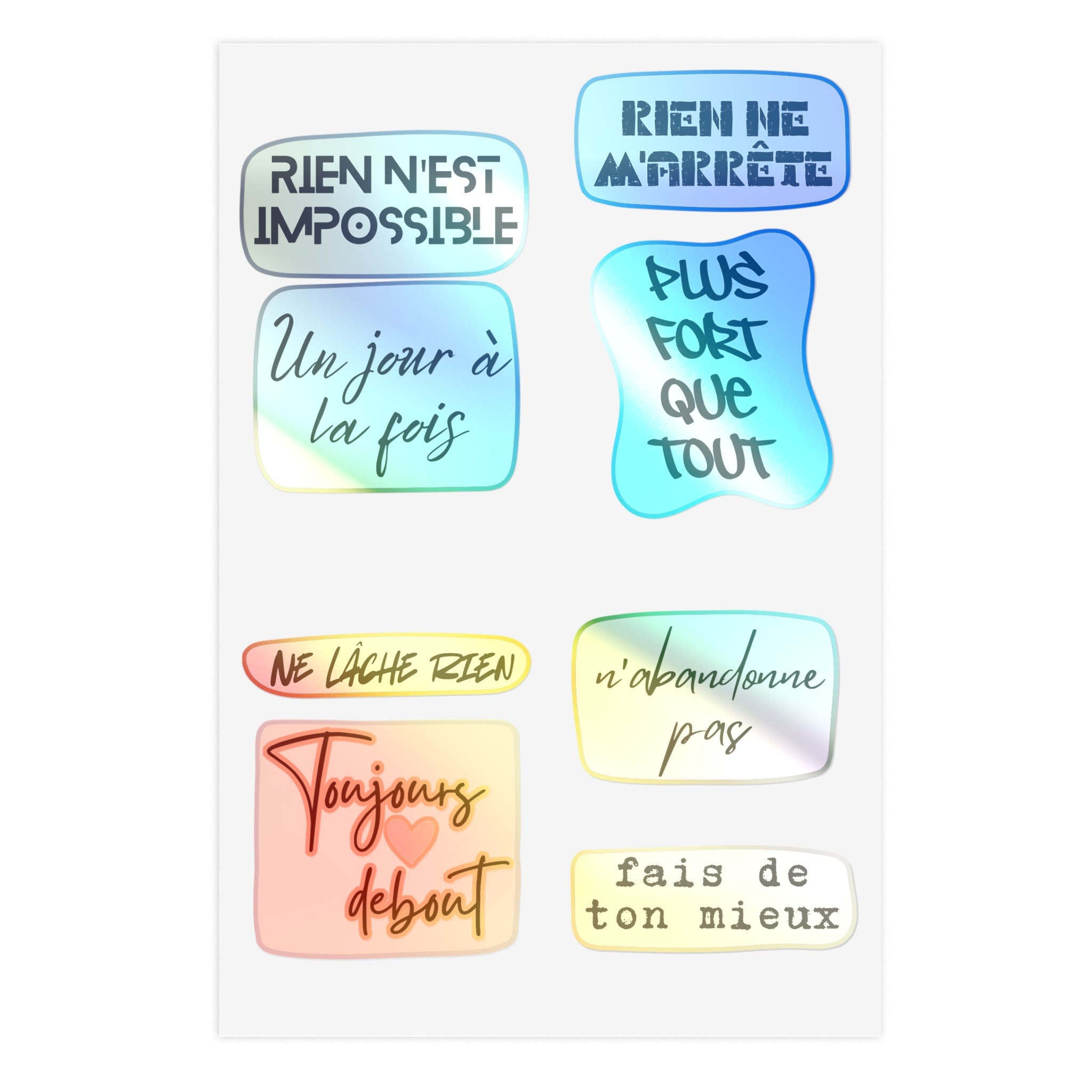 French Motivational Phrase Sticker Sheets | Pastel Quote Stickers