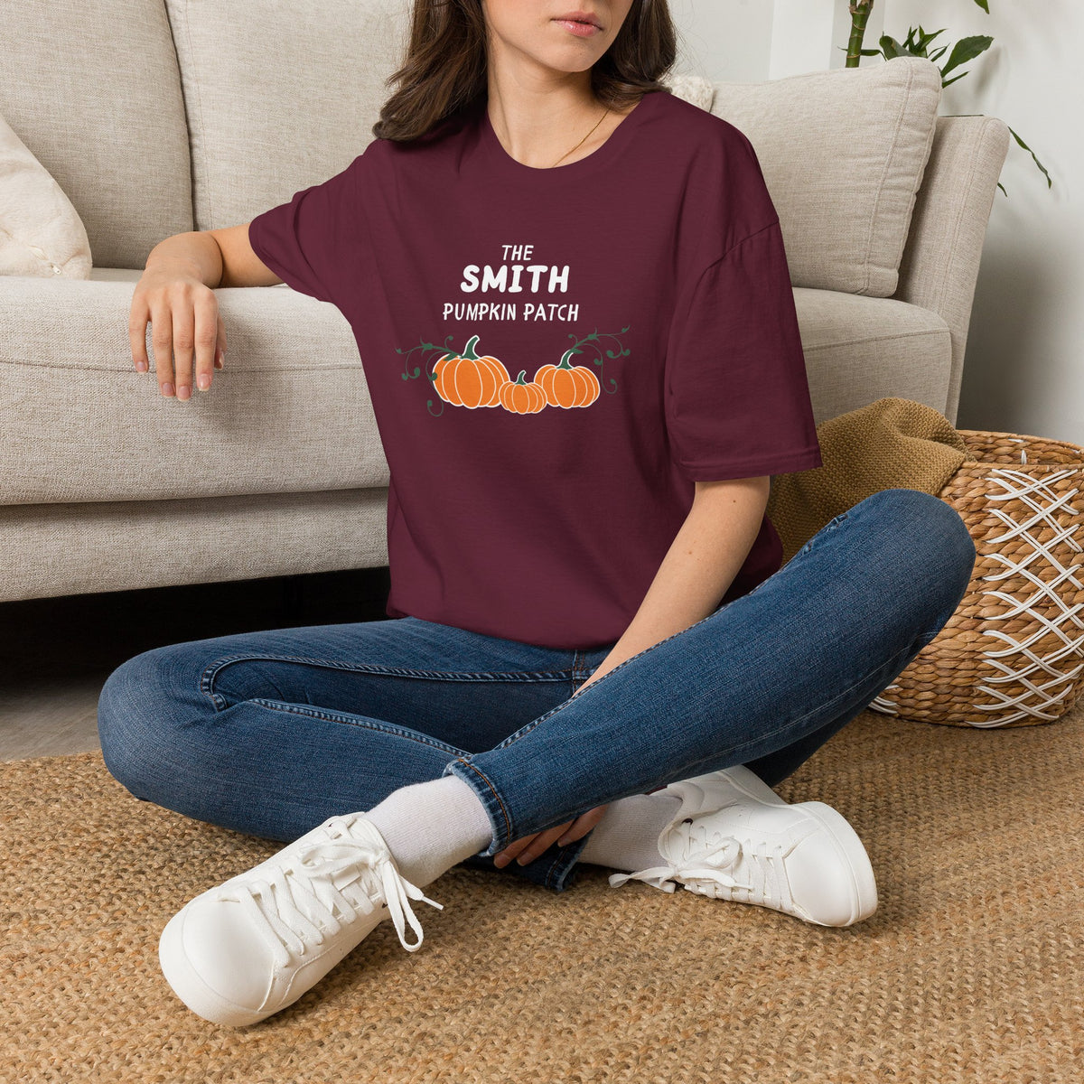 The Personalized Pumpkin Patch T-Shirt, Your family name Pumpkin Patch Fall Tee for autumn family photos, Pregnancy announcements