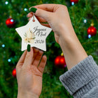 Joyeux Noël 2026 Candle and Floral Ceramic Ornament