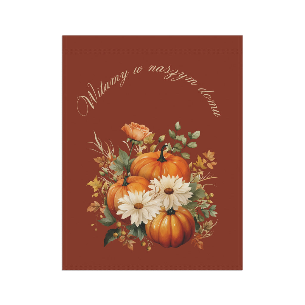 Witamy w naszym domu Polish Welcome to our Home Pumpkin Bouquet Garden Banner Fall Porch Flag