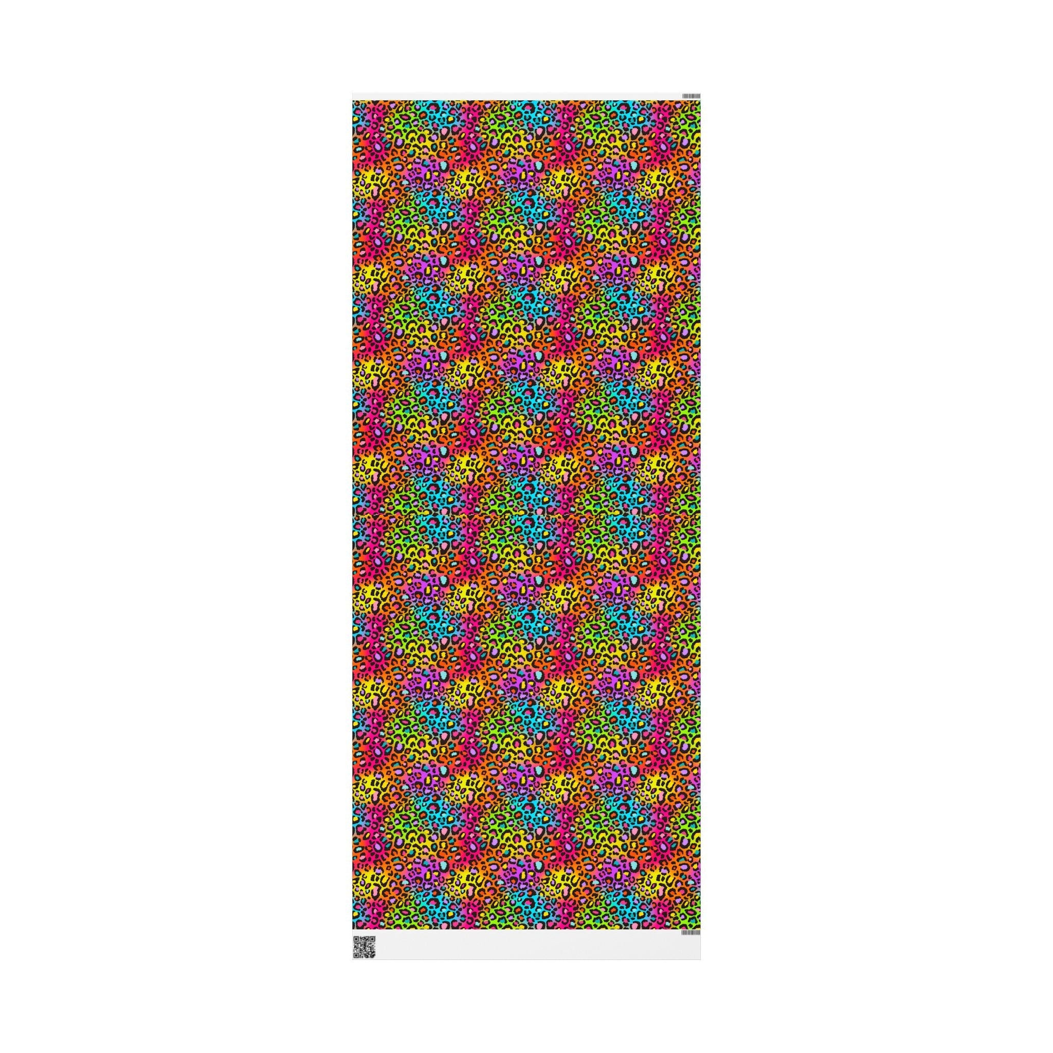 Bespattered Facade Rainbow Leopard Wrapping Paper | Three Sizes | Glossy or Matte