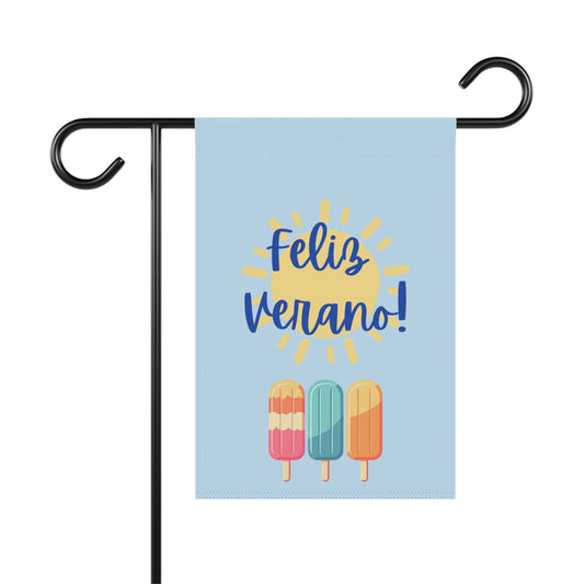 Feliz Verano Summer garden flag, happy summer Banner, Outdoor Decor, Celebrate Summer, Yard Art, Colorful Garden Sign, Spanish home decor