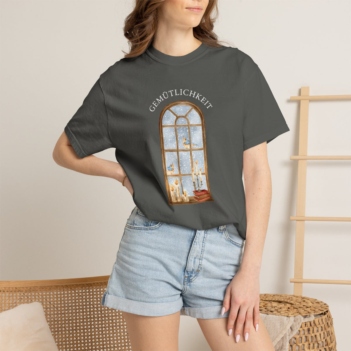 “Gemütlichkeit” Gothic Arch Window cozy German T-Shirt
