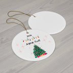 Joyeux Noel Ceramic Ornament, "Merry Christmas" in French by Printify
