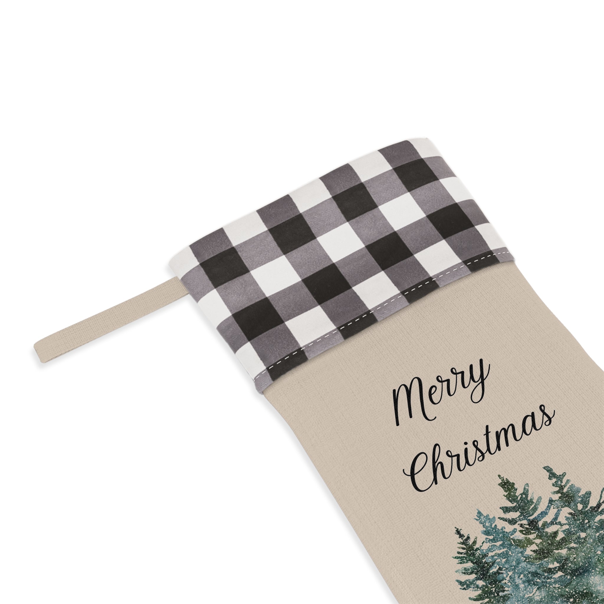 Merry Christmas plaid stocking