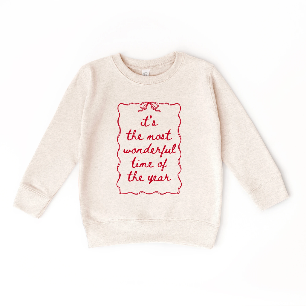 It's the most wonderful time of the Year toddler and youth Sweatshirt, Christmas collection by Benny and Ray Apparel