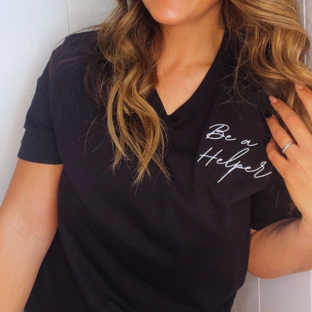 Be a Helper Embroidered Classic Tee by Kind Cotton