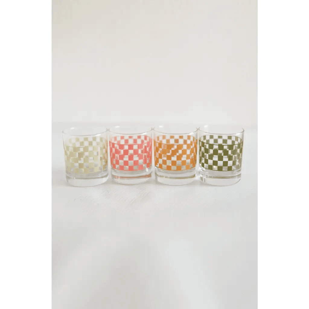 11oz Checkerboard Cocktail Glasses by Polished Prints