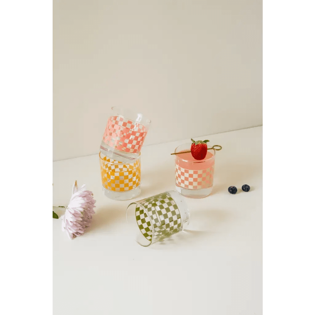 11oz Checkerboard Cocktail Glasses by Polished Prints