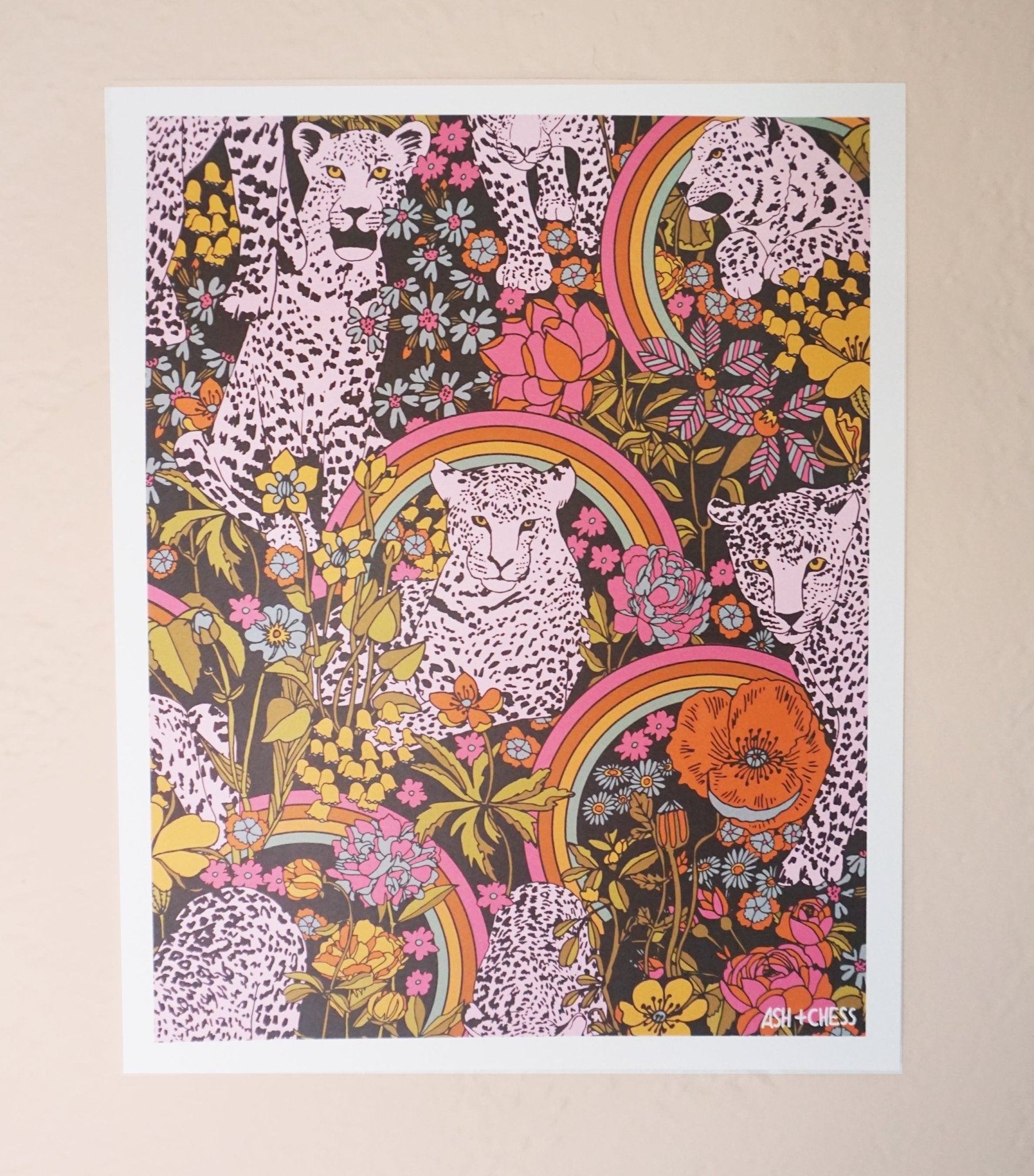 11x14 Leopard Garden Mellow Art Print Art Prints La Vie Bien 11x14 Leopard Garden Mellow Art Print