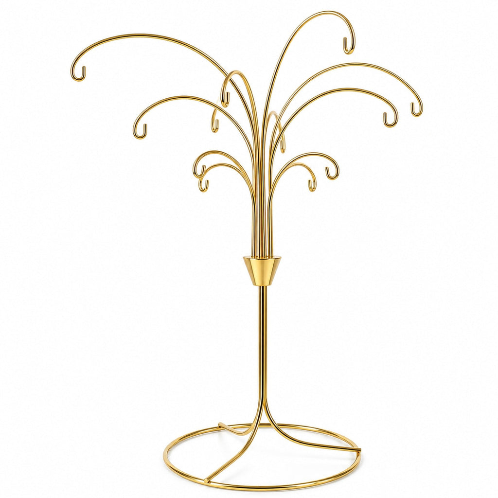 12-Arm Spiral Fountain Brass Gold Metal Ornament Stand Display 11.5 Inches Ornament Stands La Vie Bien 12-Arm Spiral Fountain Brass Gold Metal Ornament Stand Display 11.5 Inches
