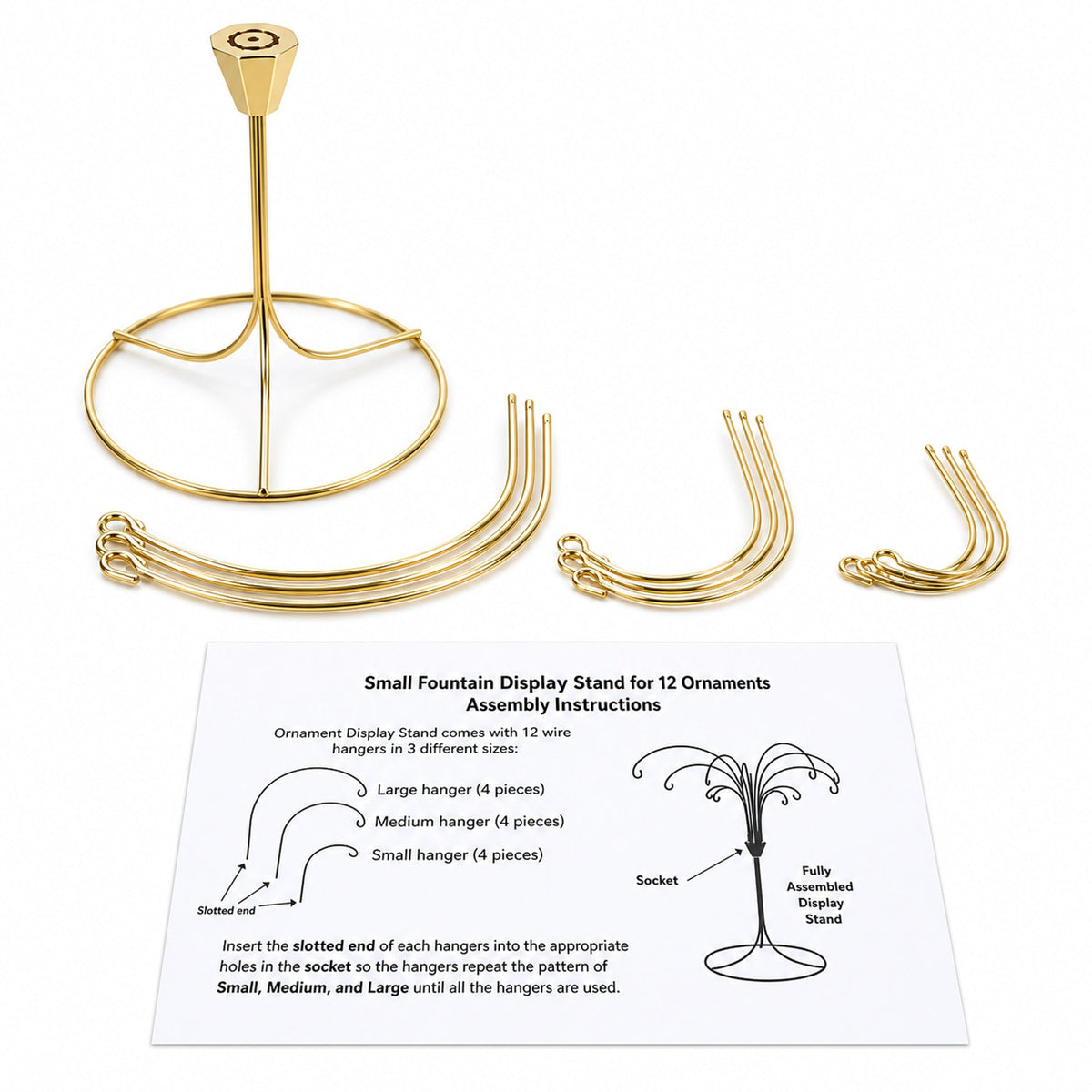 12-Arm Spiral Fountain Brass Gold Metal Ornament Stand Display 11.5 Inches Ornament Stands La Vie Bien 12-Arm Spiral Fountain Brass Gold Metal Ornament Stand Display 11.5 Inches