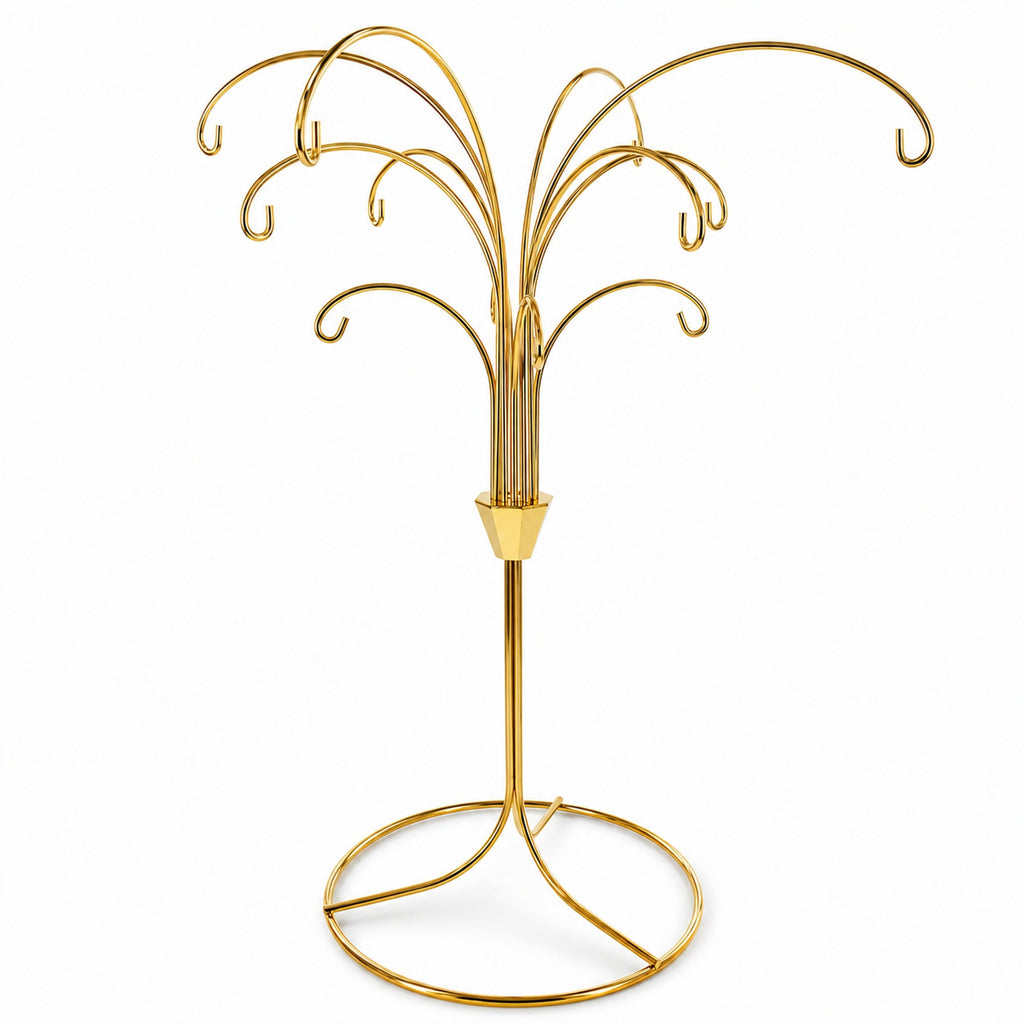 12-Arm Spiral Fountain Brass Gold Metal Ornament Stand Display 11.5 Inches Ornament Stands La Vie Bien 12-Arm Spiral Fountain Brass Gold Metal Ornament Stand Display 11.5 Inches