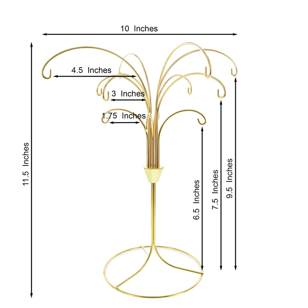12-Arm Spiral Fountain Brass Gold Metal Ornament Stand Display 11.5 Inches Ornament Stands La Vie Bien 12-Arm Spiral Fountain Brass Gold Metal Ornament Stand Display 11.5 Inches