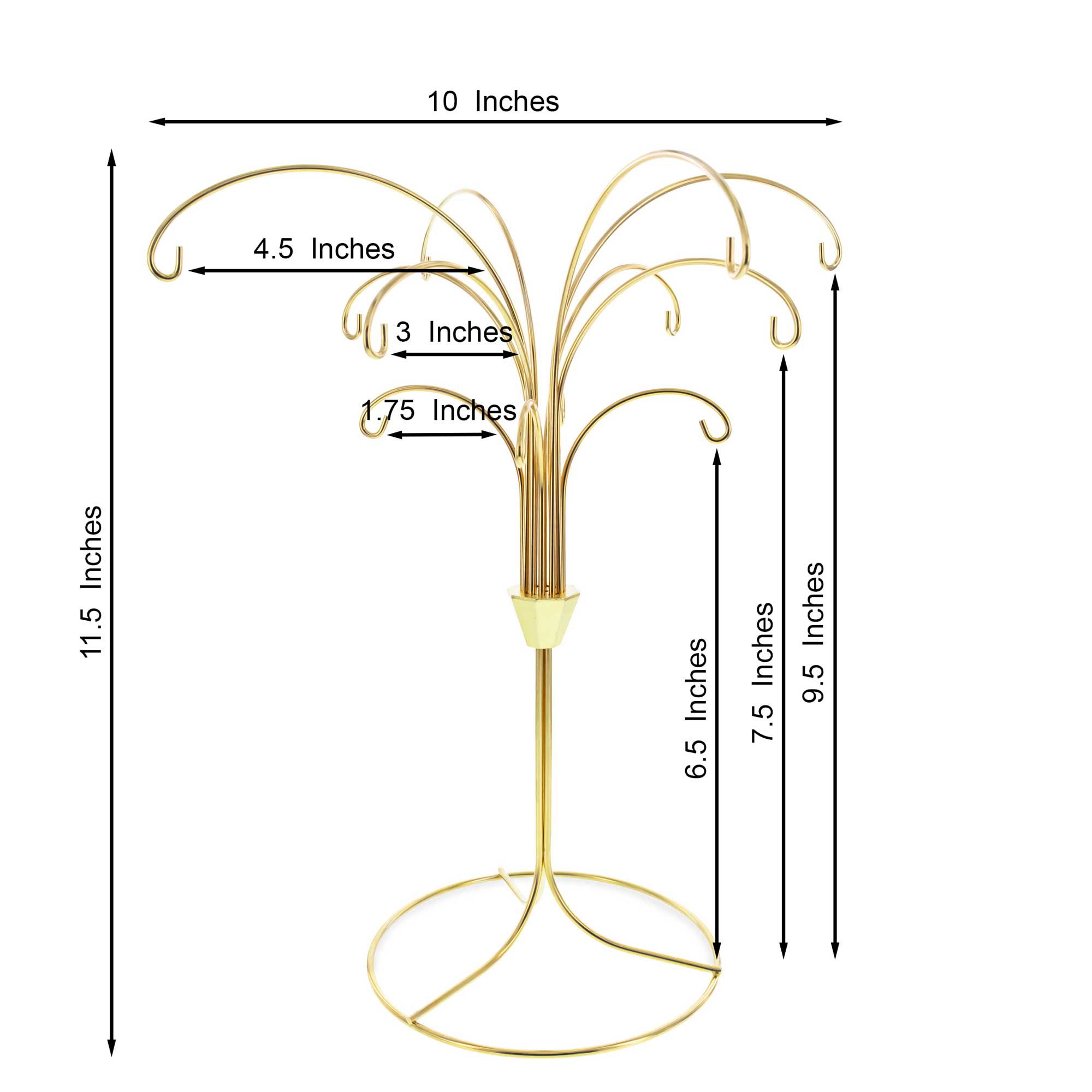12-Arm Spiral Fountain Brass Gold Metal Ornament Stand Display 11.5 Inches Ornament Stands La Vie Bien 12-Arm Spiral Fountain Brass Gold Metal Ornament Stand Display 11.5 Inches