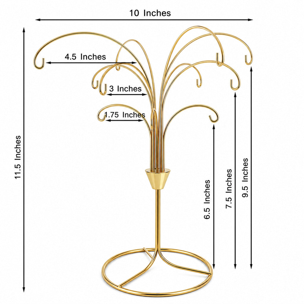 12-Arm Spiral Fountain Brass Gold Metal Ornament Stand Display 11.5 Inches Ornament Stands La Vie Bien 12-Arm Spiral Fountain Brass Gold Metal Ornament Stand Display 11.5 Inches