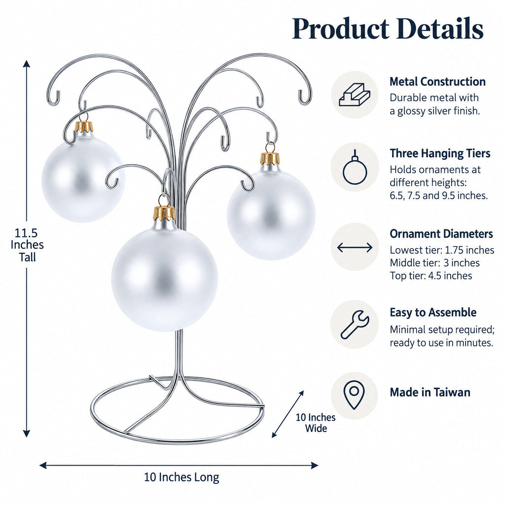 12-Arm Spiral Fountain Brass Silver Metal Ornament Stand Display 11.5 Inches Ornament Stands La Vie Bien 12-Arm Spiral Fountain Brass Silver Metal Ornament Stand Display 11.5 Inches