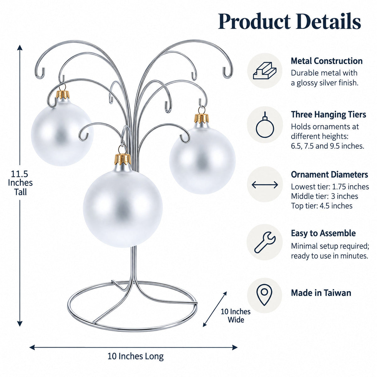 12-Arm Spiral Fountain Brass Silver Metal Ornament Stand Display 11.5 Inches Ornament Stands La Vie Bien 12-Arm Spiral Fountain Brass Silver Metal Ornament Stand Display 11.5 Inches