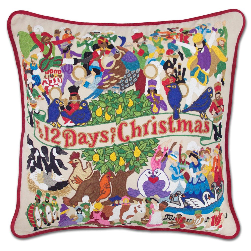 12 Days of Christmas Hand - Embroidered Pillow Pillows La Vie Bien 12 Days of Christmas Hand - Embroidered Pillow