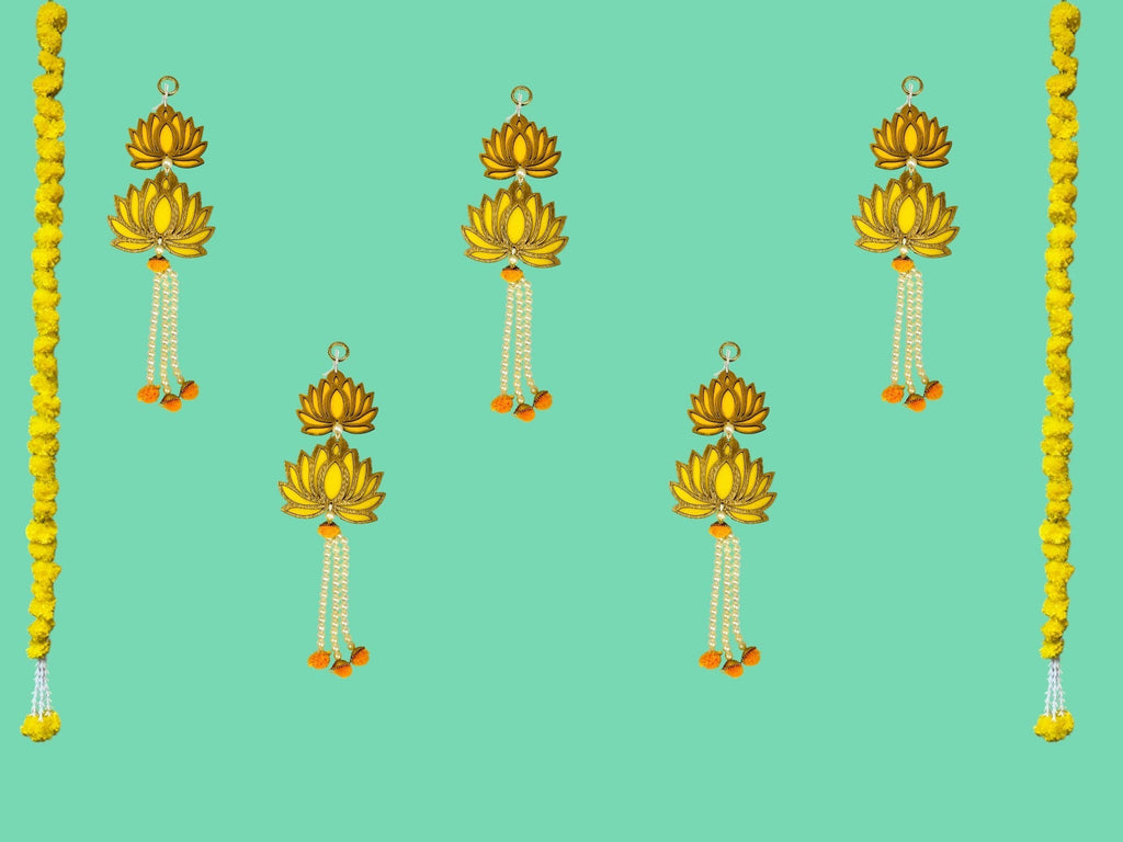 12" Long Lotus Hanging, Set of 5 Festive Decor La Vie Bien 12" Long Lotus Hanging, Set of 5