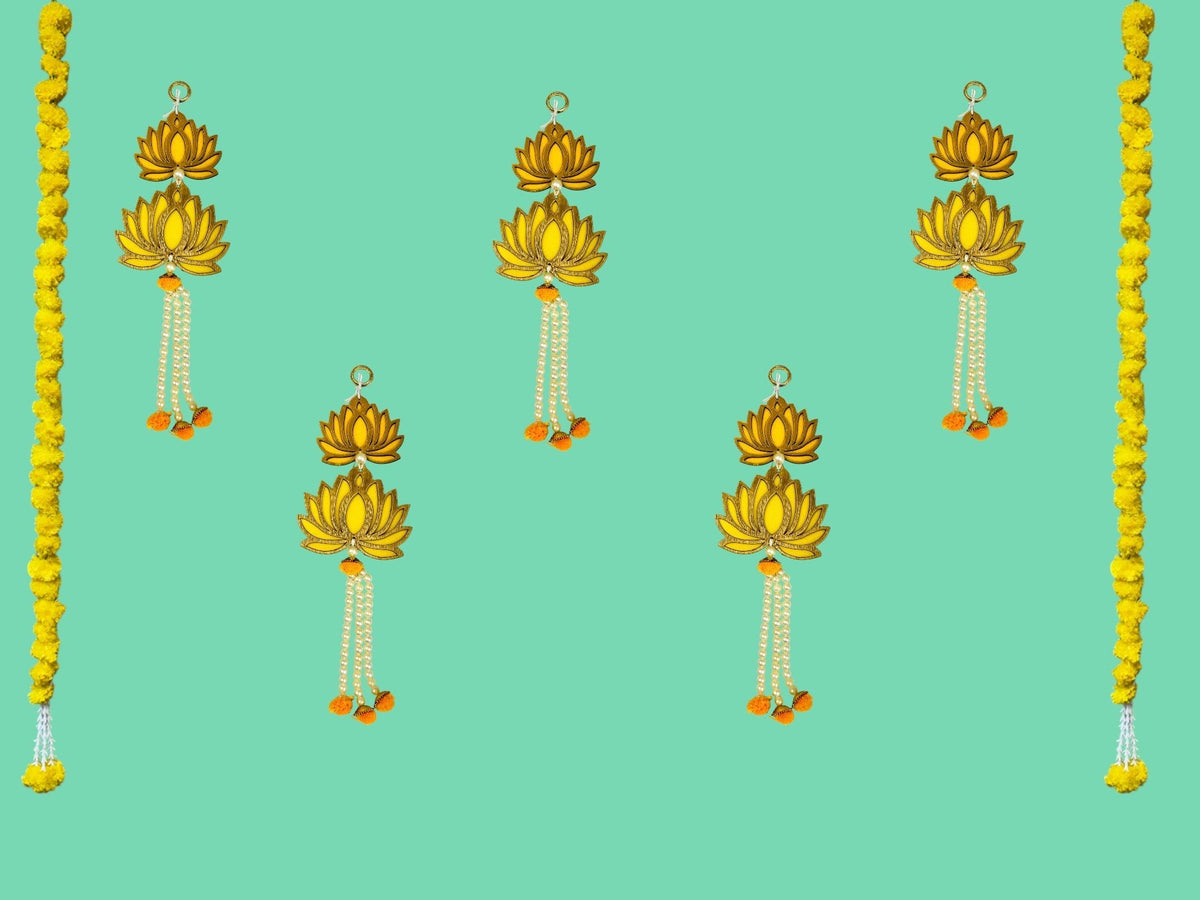 12" Long Lotus Hanging, Set of 5 Festive Decor La Vie Bien 12" Long Lotus Hanging, Set of 5
