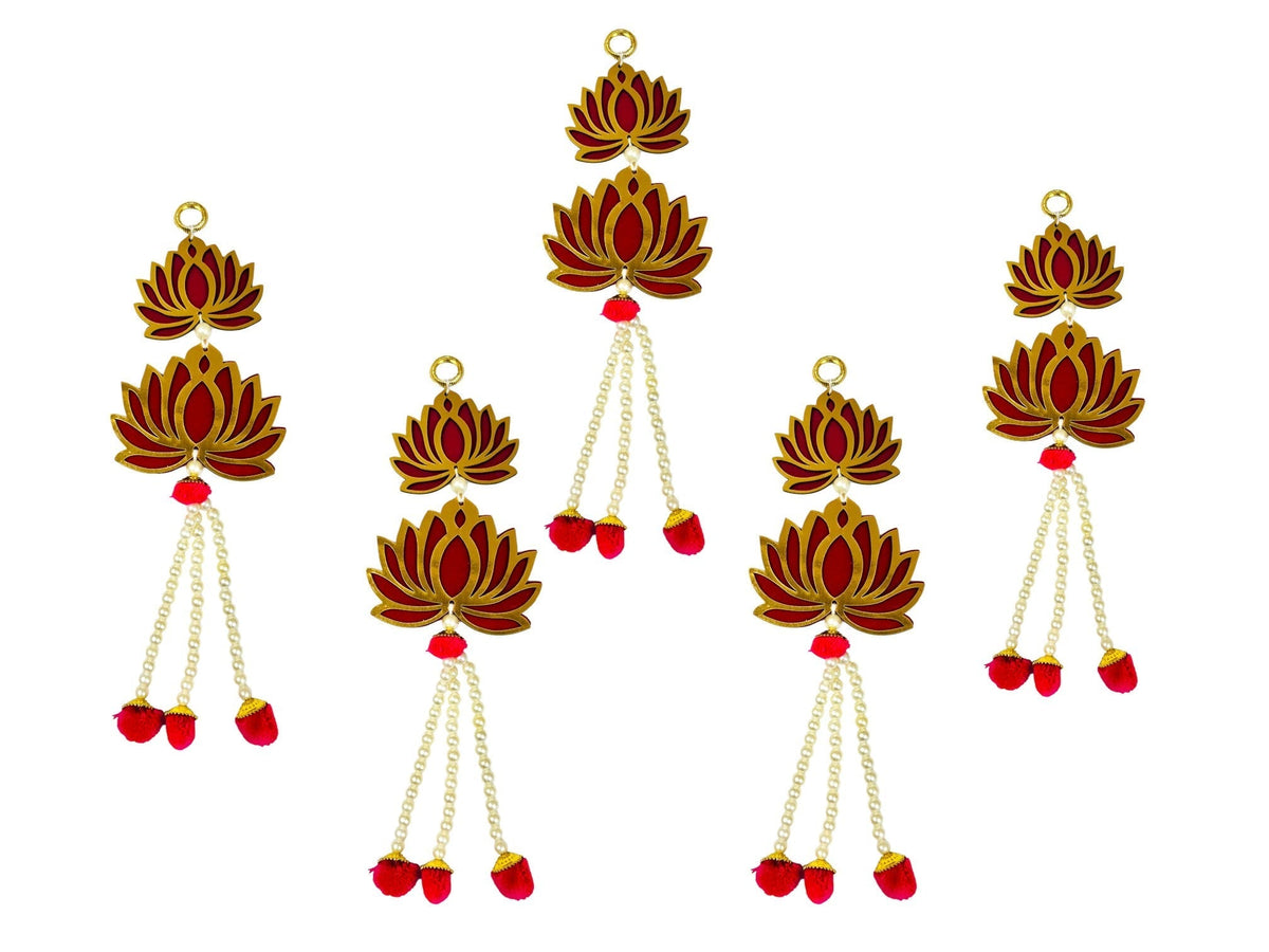 12" Long Lotus Hanging, Set of 5 Festive Decor La Vie Bien 12" Long Lotus Hanging, Set of 5