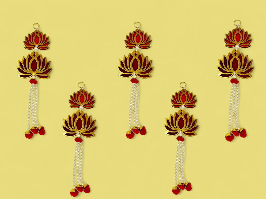 12" Long Lotus Hanging, Set of 5 Festive Decor La Vie Bien 12" Long Lotus Hanging, Set of 5