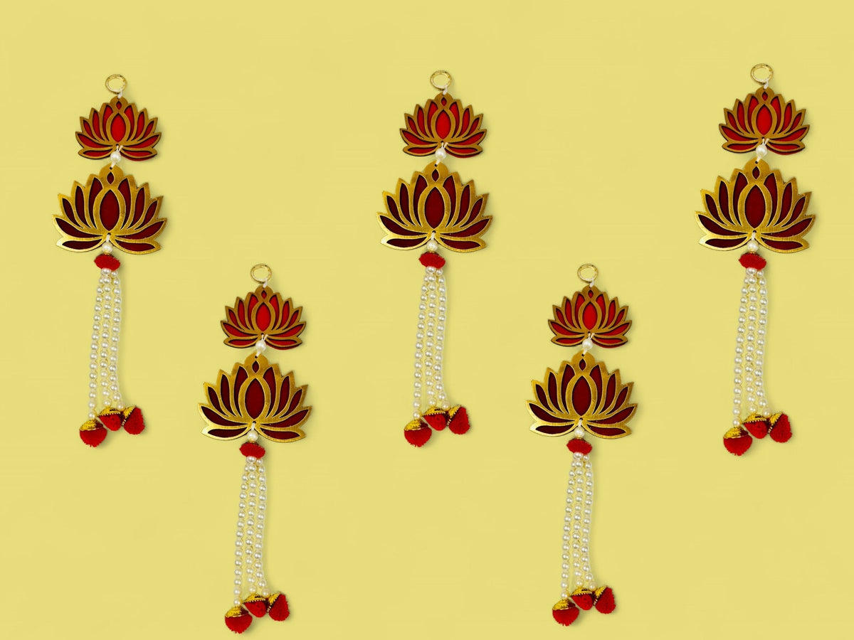 12" Long Lotus Hanging, Set of 5 Festive Decor La Vie Bien 12" Long Lotus Hanging, Set of 5