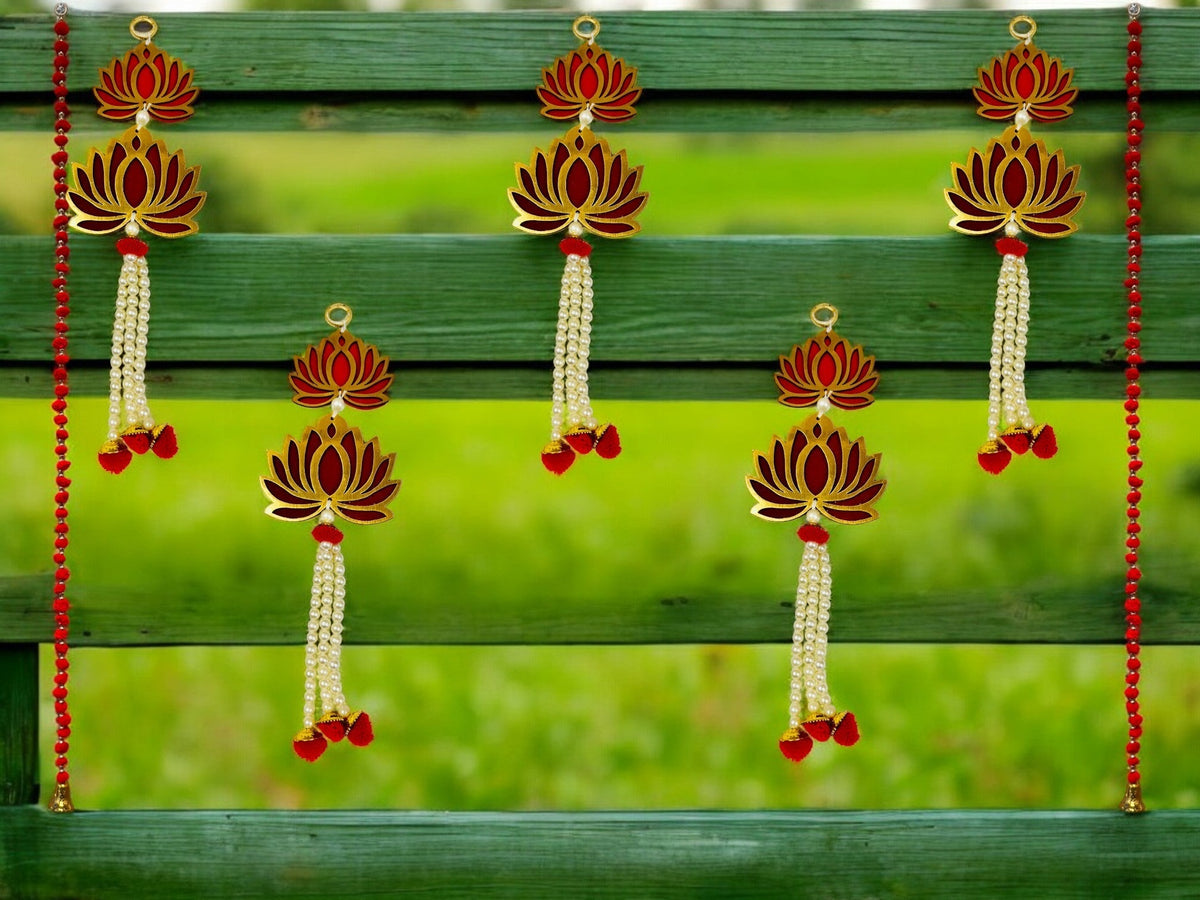 12" Long Lotus Hanging, Set of 5 Festive Decor La Vie Bien 12" Long Lotus Hanging, Set of 5