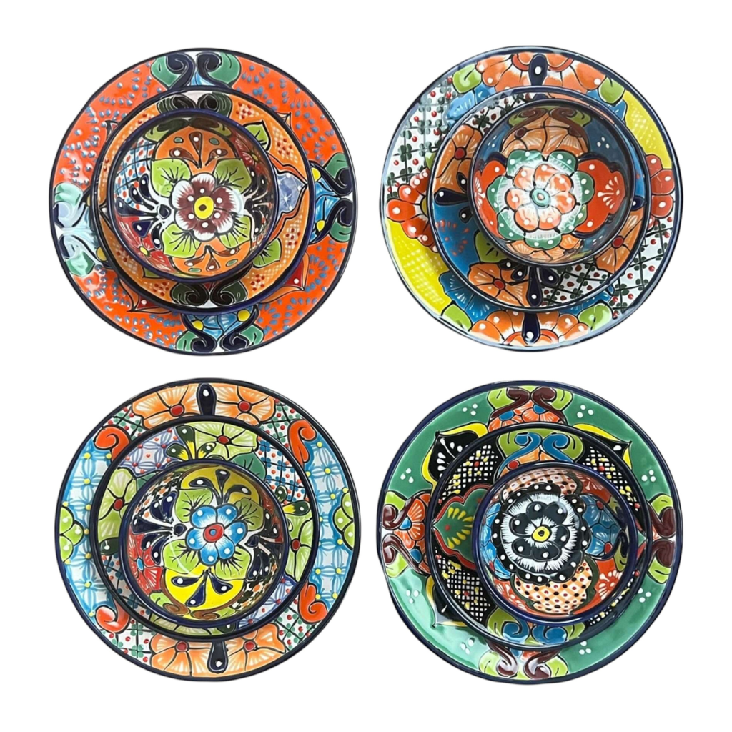 12 - Piece Talavera Dinnerware Set | Handmade Mexican Ceramic Plates & Bowls Talavera Dinnerware Set La Vie Bien 12 - Piece Talavera Dinnerware Set | Handmade Mexican Ceramic Plates & Bowls